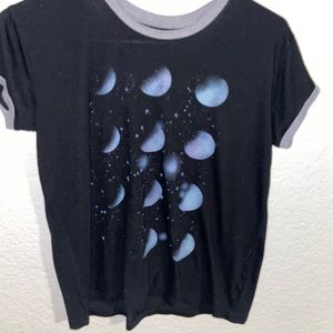 black shirt with moons